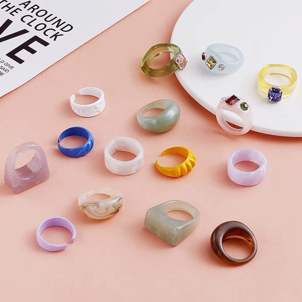 NWT Wool + Pepper Co. Resin Rhinestone Ring Set (15 Rings)
